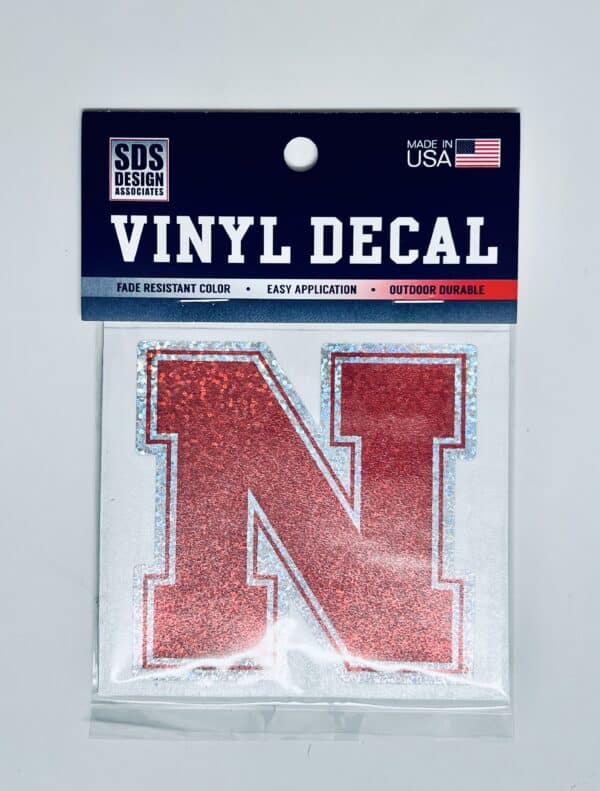 holographic sequins car decal of the Nebraska N