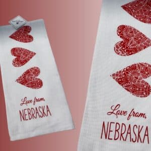 Kitchen Towel Scroll Heart Love From Nebraska
