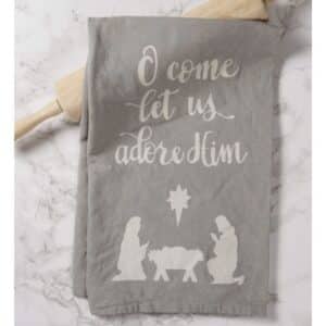 O Come Let Us Adore Him Kitchen Towel