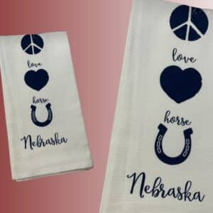 Kitchen Towel Peace Love Horse Nebraska
